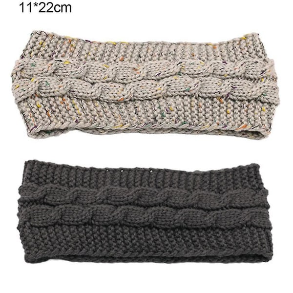 Varmere pandebånd kvinder vinter kabel strik pandebånd Dark gray*light gray color dot