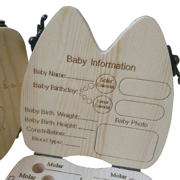 Træ Milk Tooth Keepsake Box Baby Børn Gem Tænder Opbevaringsholder