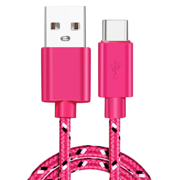 USB Type C-kabel Snabbladdning USB C-kablar Type-c Datasladd Laddare USB C För Samsung S9 Note 9 Huawei P20 Pro Xiaomi 1m/2m/3m Rose red 0.5m