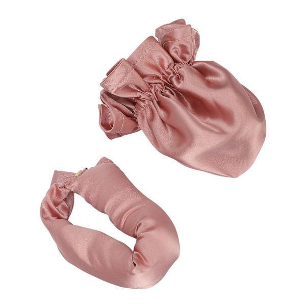 Kvinner Varmefri Hårcurlere Hodebånd Bærbar Satin Sov i Hårcurlere Hodebånd Dusty Rose