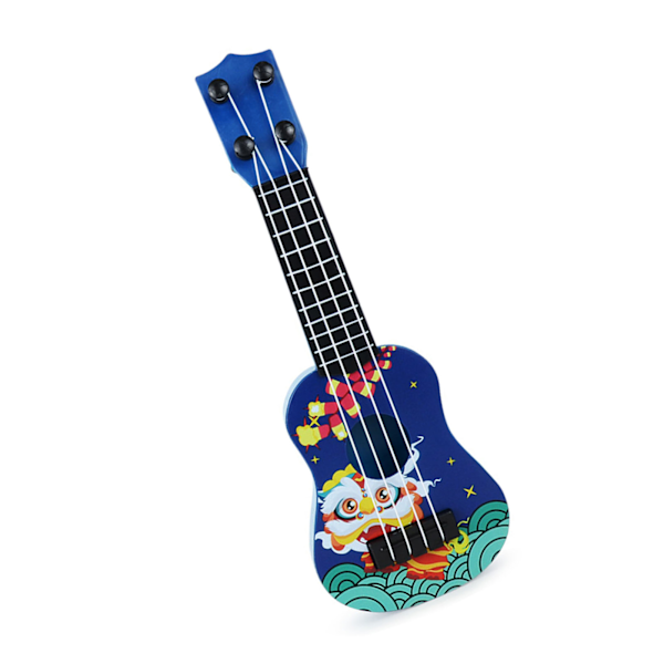 Lasten Ukulele, Piirretty Leijona 4 Kielinen Aloittelijan Ukulele Mini Musiikkiväline Leikki Varhaiskasvatukseen Sininen