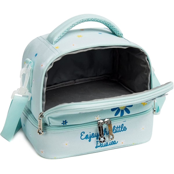 Barne lunsjpose isolert Bento kjølebag To rom kjøler for gutter og jenter med justerbar stropp