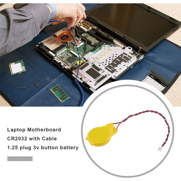 5 Pack CR2032 BIOS 3V CMOS-batteri med ledninger og ledningskontakt for datamaskin, IC-kort, elektronisk klokke, klokke, bærbar elektronisk enhet