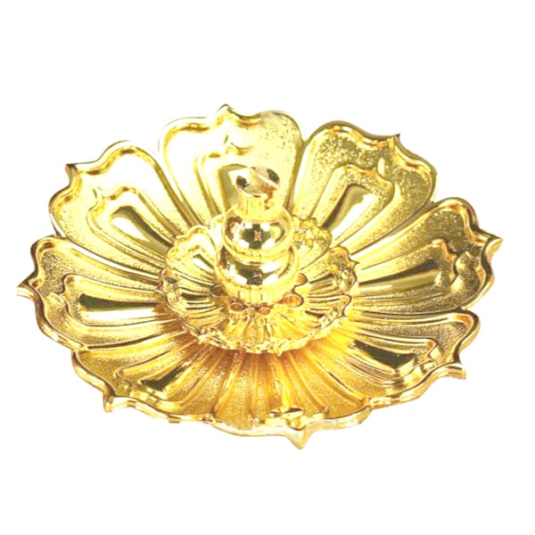 Mini Kobberlegering Blomform Røgelsespinde Stativ Baseholder Hjem Dekoration (Guld)
