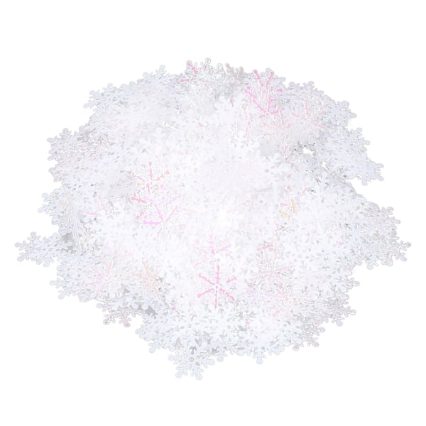 1000 stk. Snøfnugg Konfetti 2,3 cm Livlig Farge Gjenbrukbar Plast Flerbruks Julekonfetti til Esker Tre Vase Hvit