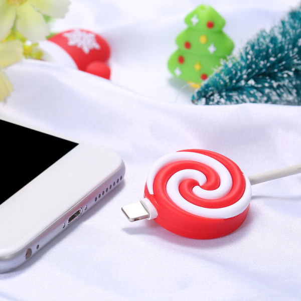 Sødt juletema kabelbid USB-opladningsbeskyttelsescover til telefon Beskyttende ledningskabelbeskytter, model: 8