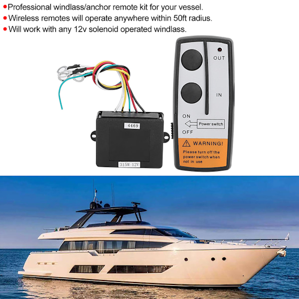 Ankkurinosturin kaukosäädin Langaton kytkin Trim Controller Marine Venevarusteet