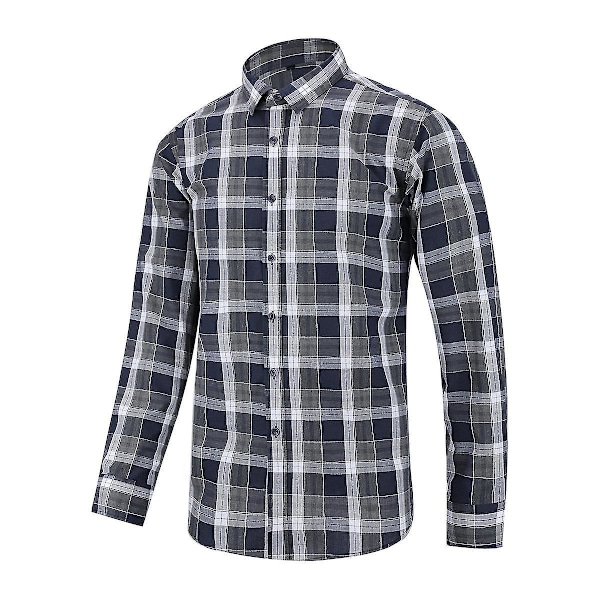 Ternet Skjorte til Mænd, Langærmet, Casual, 3XL, Blå/Hvid