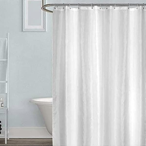 Extra Lång Vit Enfärgad Duschdraperi i Tyg - 180 x 220 cm för Badrum