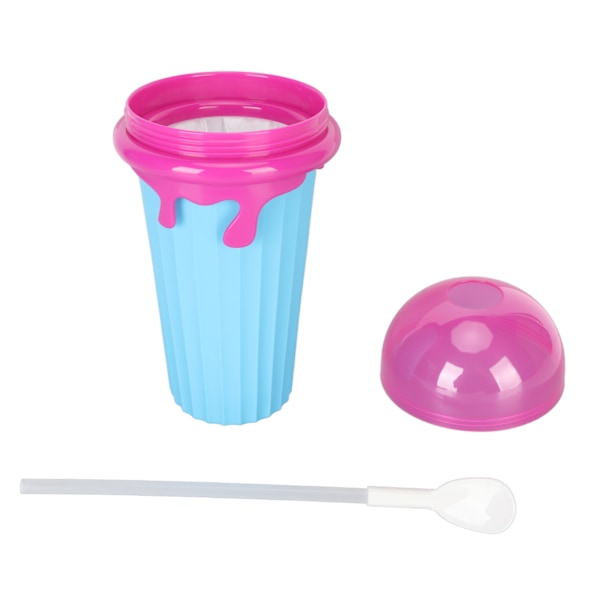 500 ml fryst Smoothies Cup Återanvändbar mjuk silikon gör-det-själv Frozen Squeeze Cup med sugrör för dubbel användning för festblå