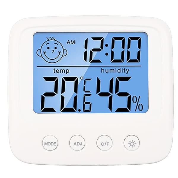Digital Väckarklocka med Temperatur Luftfuktighet Multifunktionell Digital Termometer Hygrometer med Bakgrundsbelysning Tidsvisning