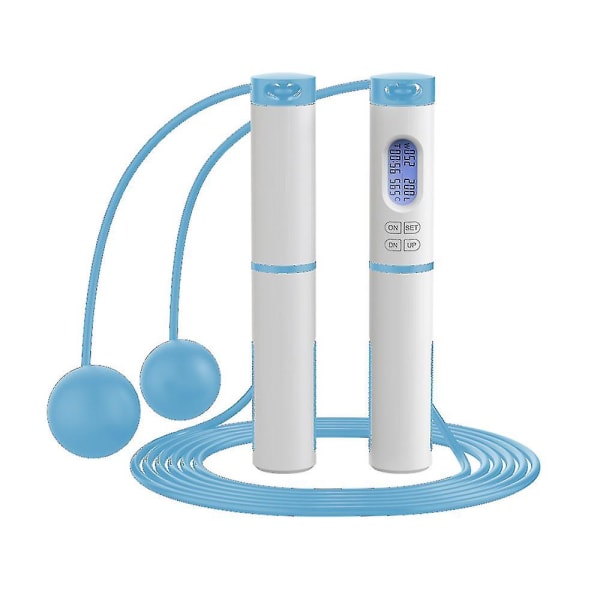 Trådløs digitalt smart hoppetau med ledning eller trådløs for barn Voksen trening blue and white