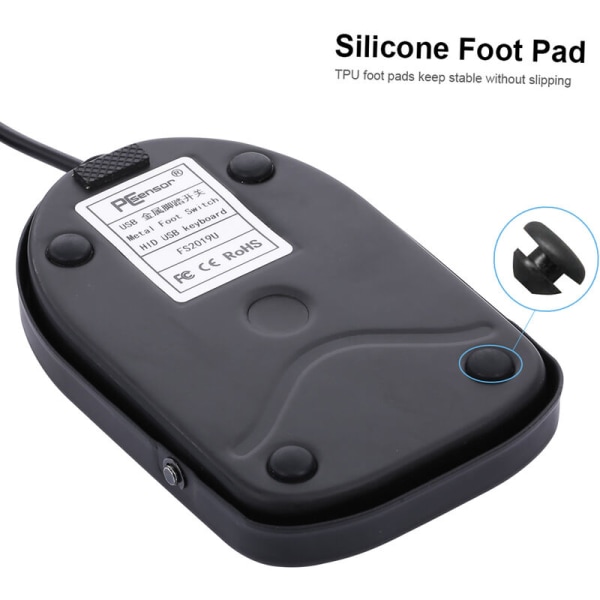 Pedalkontroller som betjenes av metallfotbryter USB én tast personlig tastaturmus multimedia funksjon tegnstreng