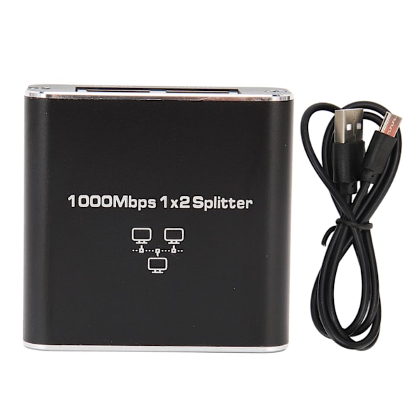 1000 Mbps Ethernet-kabelsplitter 1 til 2 kompatibel med Cat5 Cat5e Cat6 Cat7 To enheter Del RJ45 nettverksdeler