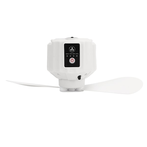 Telt Loftventilator Udendørs Bærbar Dobbeltbladet Ventilator Camping USB Lys Elektrisk Ventilator Hvid 5200mAh