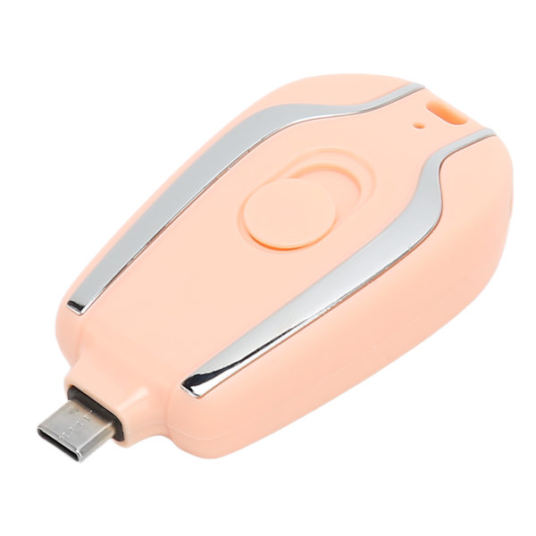 Nyckelring Bärbar Laddare Snabbladdning 1500mAh för Andriod USB C Mini Emergency Power Bank för mobiltelefoner Rosa