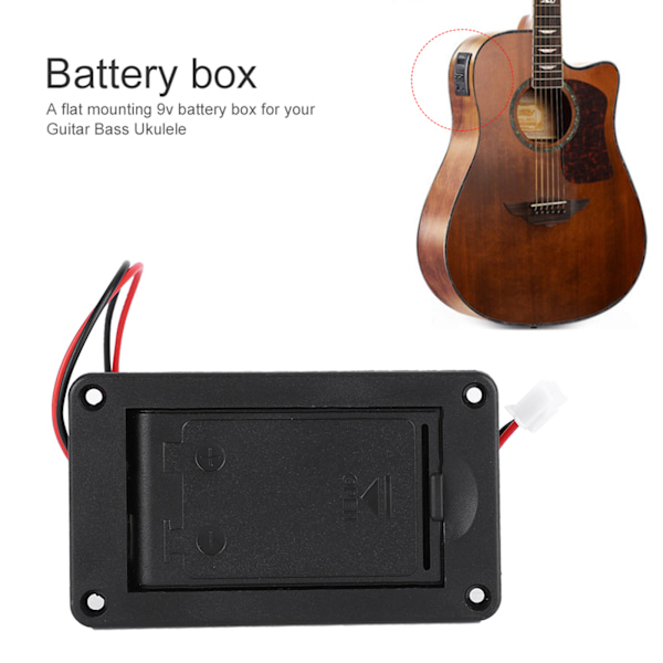 9V batterihållare Case Box Cover för Gitarr Bas Active Pickup Connector