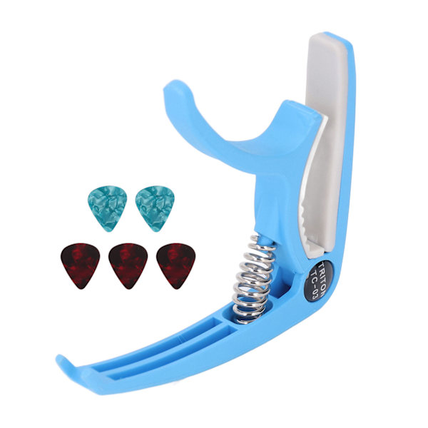 Elgitarr Capo ABS Quick Release Ukulele Gitarr Capo Set med 5 st gitarrval för Mandolin Banjo Blue