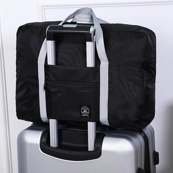 Enkel skulder Sammenleggbar bagasje Bærbar reiseveske Ensfarget reiseoppbevaringspose Stor kapasitet Pull Rod Box Flyveske black