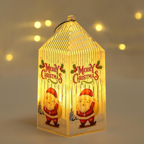 Jul Led Lantern Light, Liten Bærbar Flameless Lantern For Christmas Home Bar Decoration