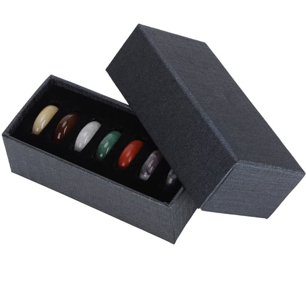 7 stk. Chakrasteiner som symboliserer kroppschakraer, samling for sjelefred med etui