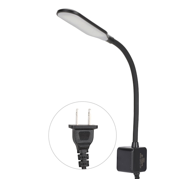 Symaskine LED-lampe 30 perler Patch Arbejdsbordlampe Magnetisk base 110V-240V(US-stik Sort)
