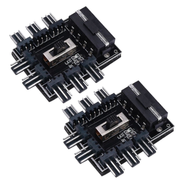 2x PC 1 til 8 4-pin Molex Cooler Køleblæser Hub Splitter Kabel Adapter