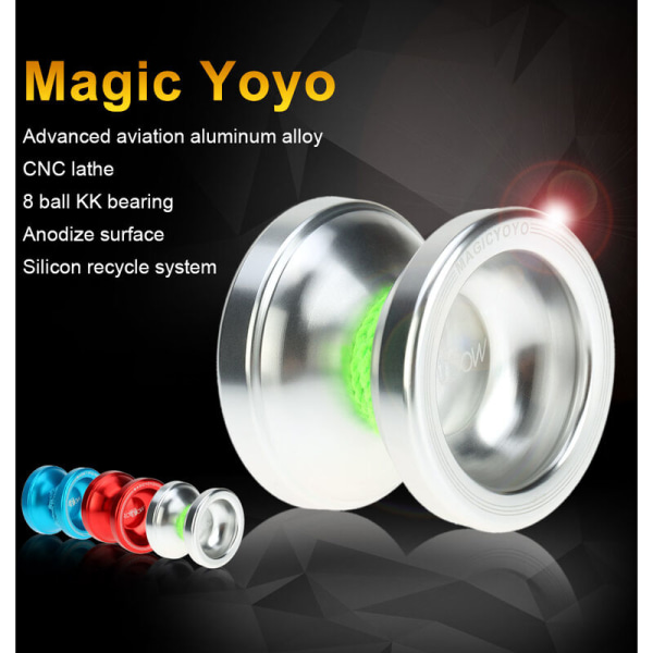 Magic Yoyo T6 Rainbow alumiiniseos metalli Yoyo 8 kuulalaakeri KK ketjulla lapsille hopea hopea, malli: hopea