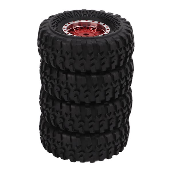 4 kpl RC-ajoneuvon mikropyöräsetti, verkopyörät, vanteet, renkaat, 55 mm, Axial SCX24 AXI90081 AXI00001 AXI00002 1/24 RC-autolle, punainen