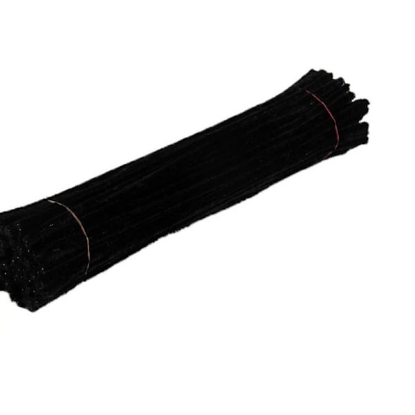 100 stk. Piberensere Fleksible Bøjelige Ren Farve Polyester Chenille Stængler DIY Børns Tidlige Uddannelse Håndlavede Legetøj Sort