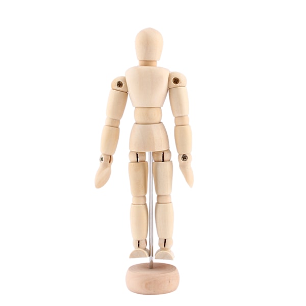 Konstklass träfigur manlig docka skyltdocka trä rörlig modell display hantverk 8 tum