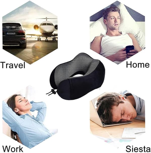 Travel Pillow, Memory Foam Neck Pillow Compatible with Travel or Flight, Ergonomically Designed Neck Support Pillow