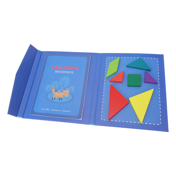Tangram Legetøj Magnetisk Bogmærke Design Pædagogisk Geometrisk Form Puslespil Træmønster Klodser Sæt til Børn