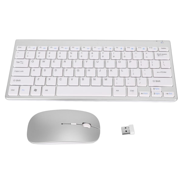 Smart Trådløst Tastatur & Mus Sæt - Lydløs LED-indikator, Vandafvisende, Strømbesparende, Kompakt Tastatur & Mus til Kontor - Sølv