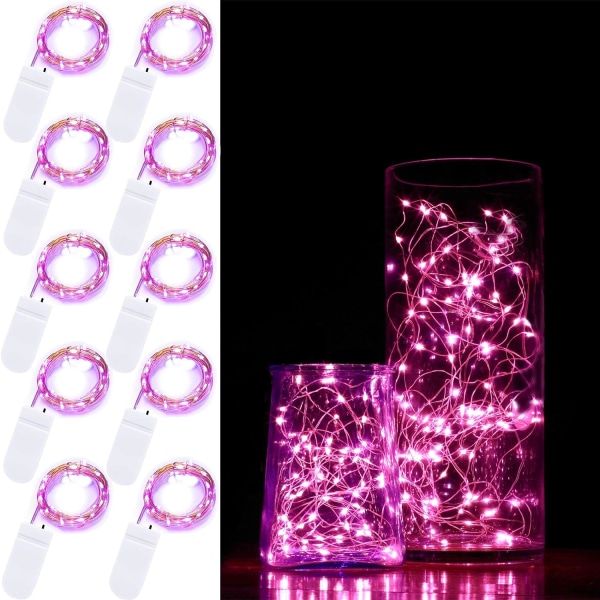 Kampanje, 10 stk 2m String Light 20 LED Batteridrevet String Fairy Light (rosa)