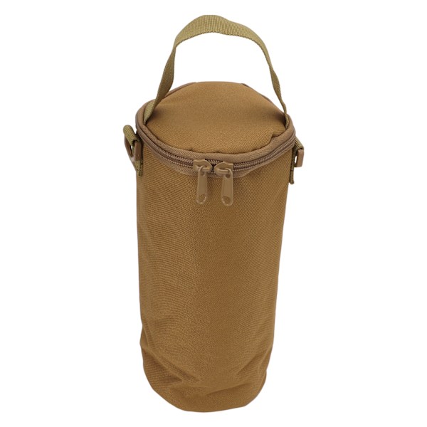 Camping Oppbevaringspose Dobbel Glidelås Håndtak Design Oppbevaringspose med Skulderstropp for Gassbeholdere Campinglys Tan