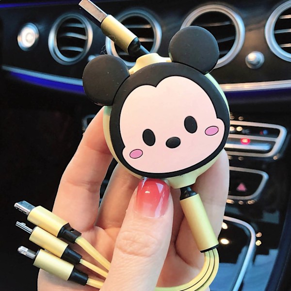 3-in-1-latausjohto, Type C, iOS, Android, adapteri, sisäänvedettävä, pikalataus, monitoiminen, kannettava, tyyppi 2
