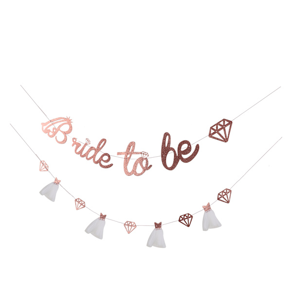 Bryllupsdusjbanner Gull Glitterpapir Skinnende Sjarmerende Bryllupsdusjskilt Papirnett Brud-til-være Banner for Bryllupsdusj Rose Gull