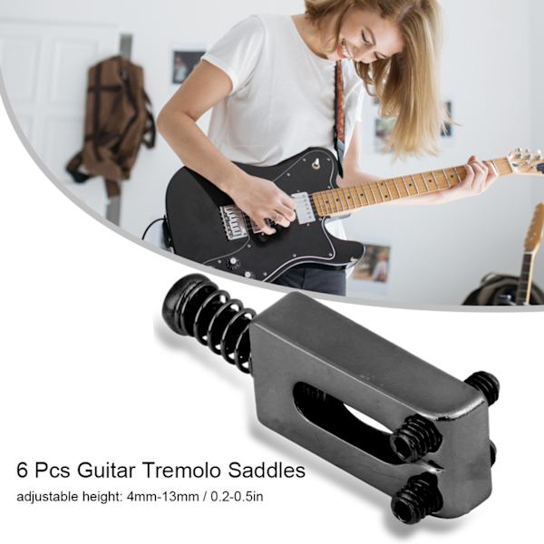 6 st metall tremolo sadlar för elgitarr Bridge delar med skiftnyckel (svart)