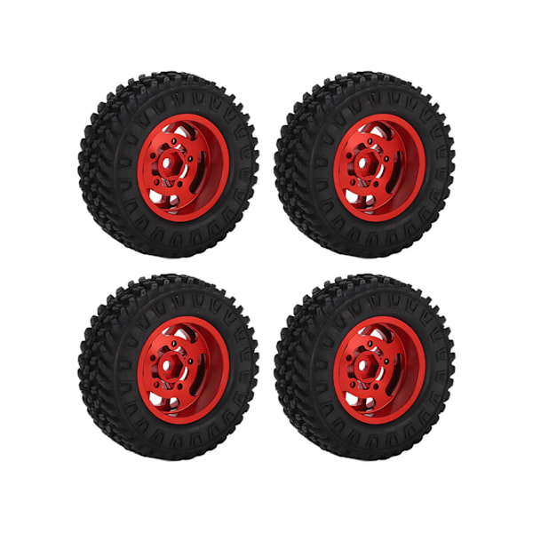 4 kpl 7 mm metallivanteet kumirenkaat Axial SCX24 1/24 RC-autolle päivitystarvikkeet Punainen