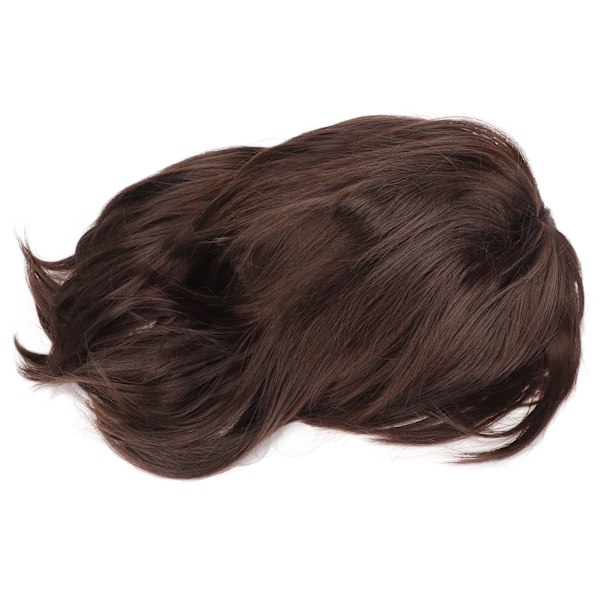 Herrperuk Kort Brun Rak Andas Inre Mesh Mjuk Fluffig Deformering Resistant Man Peruk