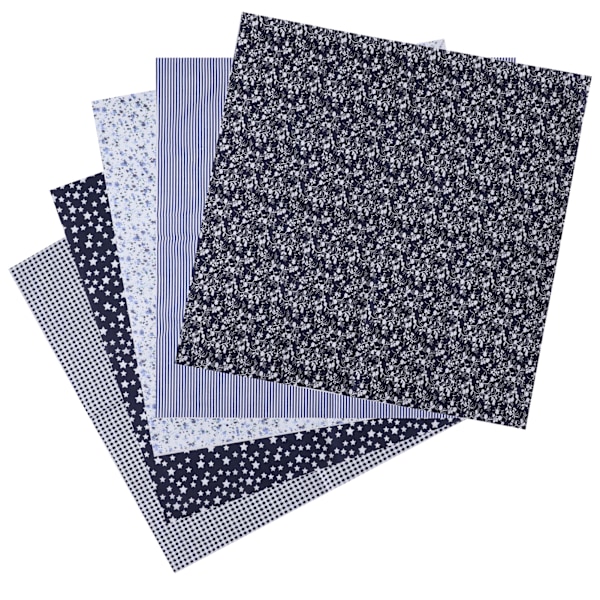 2 Set Bomullstyg Enfärgad Vävd Trycktyg DIY Sömnad Quiltning Lapptäcke 5 Färger 50x50cm (Mörkblå)