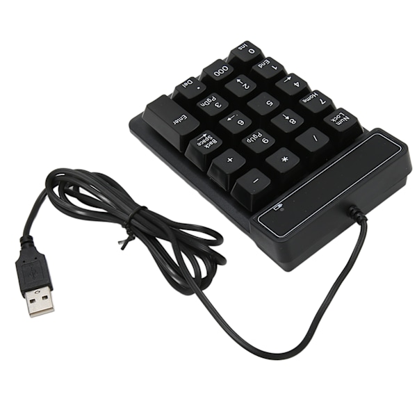 Trådløst Nummertastatur Sort USB-forbindelse 19 U-formede Taster Plug and Play Kompakt Numerisk Tastatur til Bærbar PC Desktop