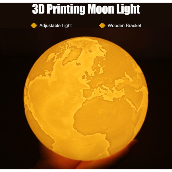 Jordlampe 3D-print Jordlampe Natlampe ved sengebord Kreativ bordlampe LED-natlampe, fjernbetjening 16 farver 10 cm