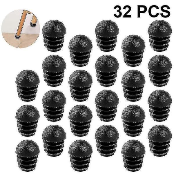 32 stykker rørpropper, runde endehætter, rør, lamelpropper-YH 19mm Black