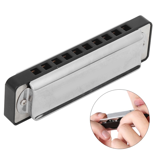 Blues Harmonika 10-huls Mundharmonika Eb Key ABS Resin Kam Nybegyndergaver Professionel (Sort)