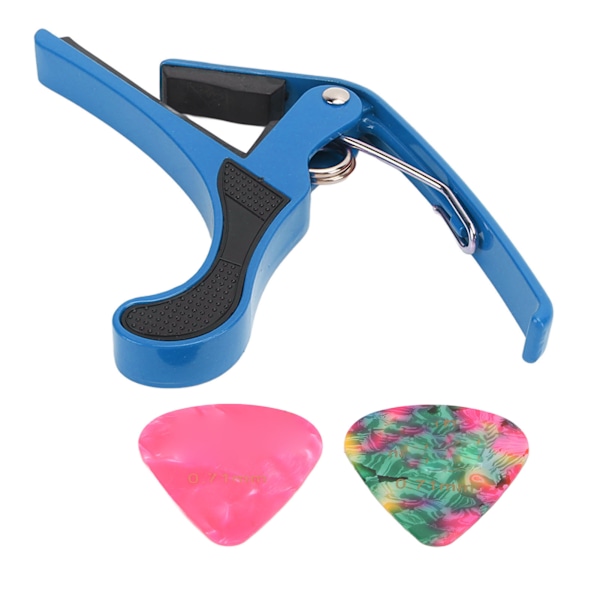 Gitarr Capo Alloy Quick Release Elgitarr Capo Set med 2 ST Guitar Picks för Banjo Mandolin Blue