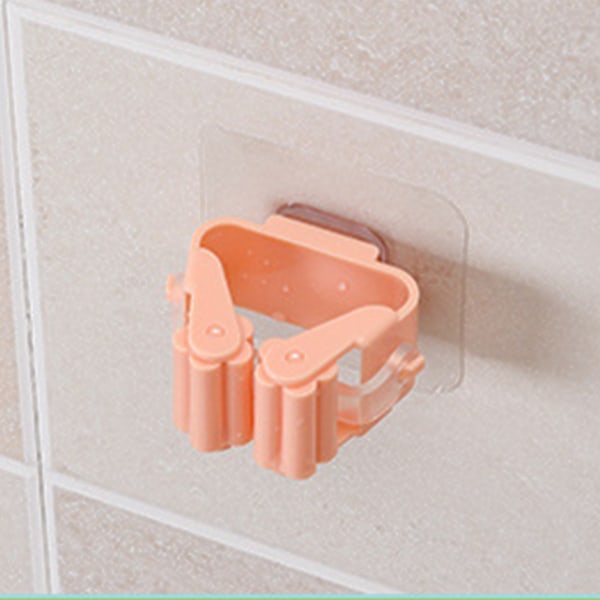 3 stk veggmontert moppeholder Sterk heftplast moppe kosteskaftholder for garasje verktøyrom rosa