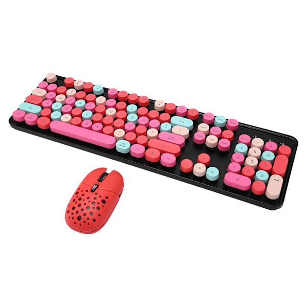 Trådløst tastatur og mus Combo 2.4G trådløs modus Enkel å bruke Retro Punk-tastatur med 3 DPI justerbar spillmus blandet farge Rød