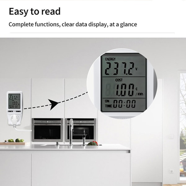 Wattmätare Strömmätare Stickpropp LCD Elförbrukning Övervakning Elektrisk Strömförbrukning Wattmätare Testare 230V